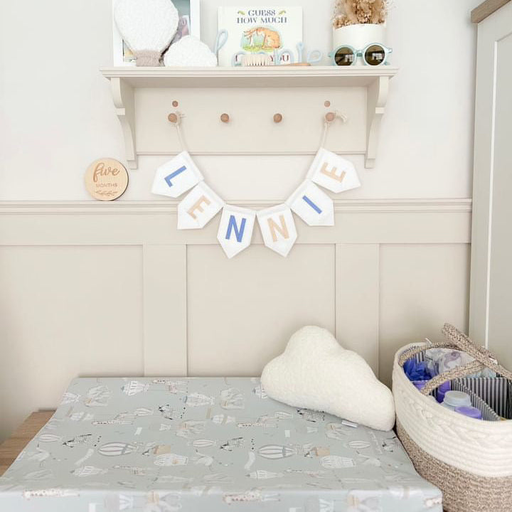 Anti-Roll Wedge Baby Changing Mat - Blue Hot Air Balloons Print