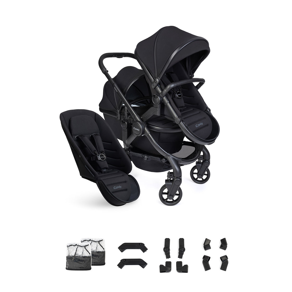 iCandy Peach 8 Double Pushchair & Carrycot Combo - Black