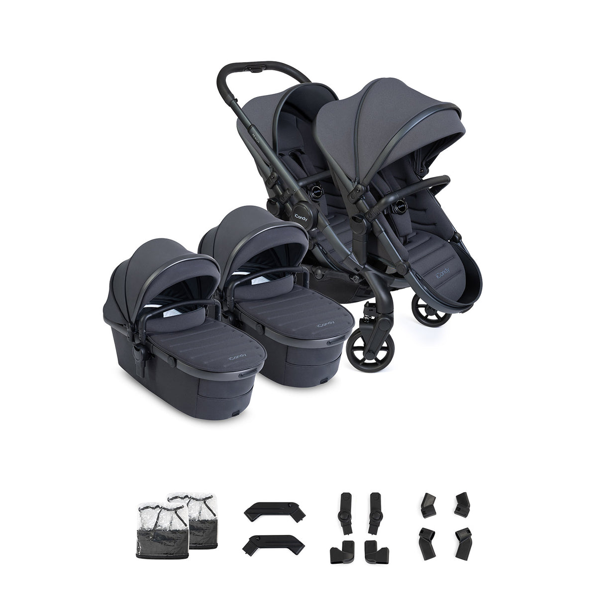 iCandy Peach 8 Twin Pushchair & Carrycot Combo - Grey