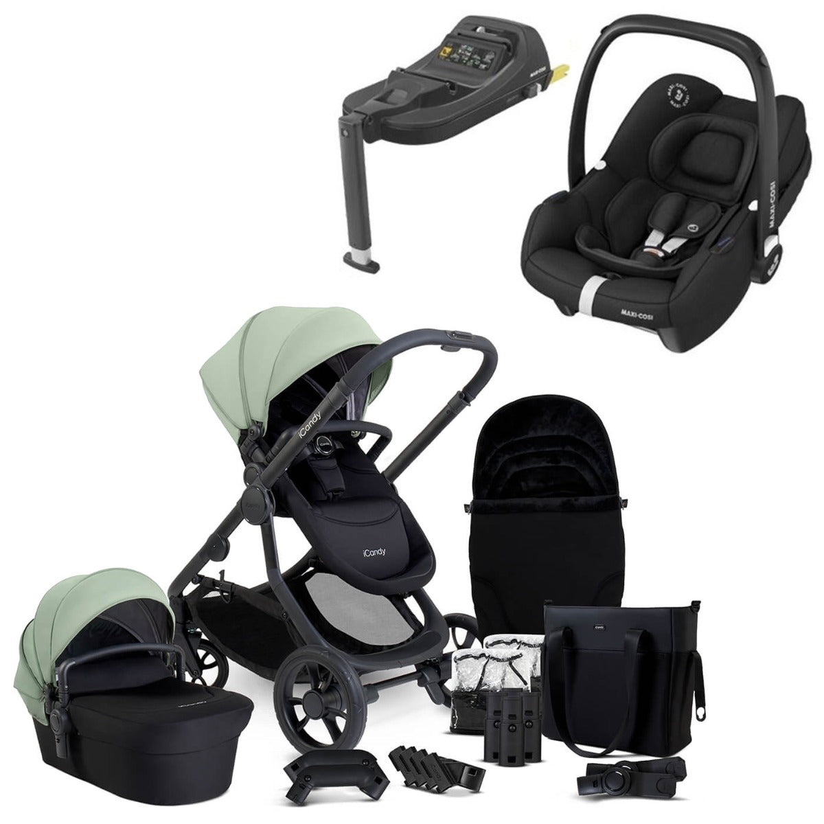 iCandy Orange 4 Travel System Bundle with Maxi-Cosi Cabriofix i-Size & Base - Pistachio