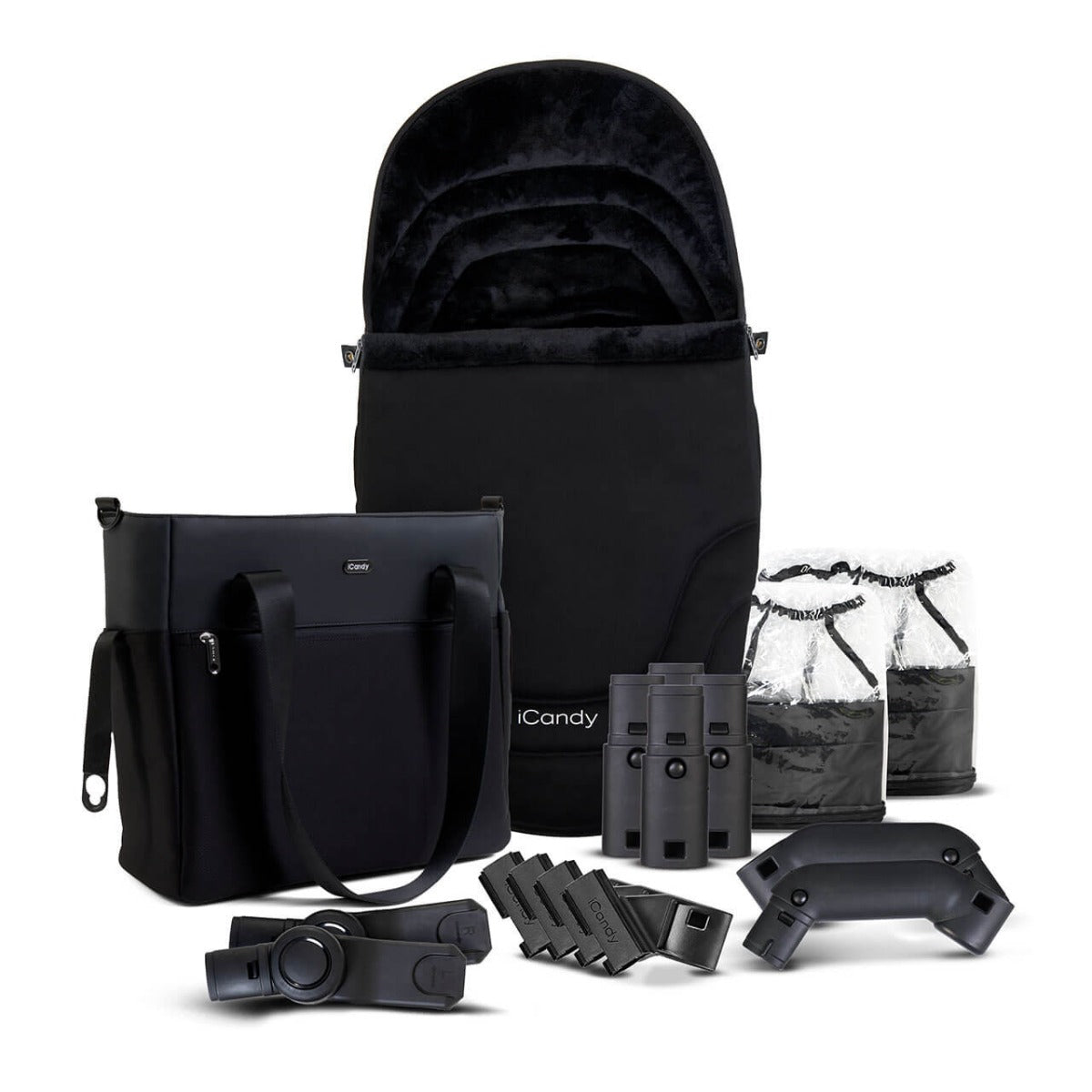 iCandy Orange 4 Double Pushchair with Complete Accessory Bundle - Black Edition