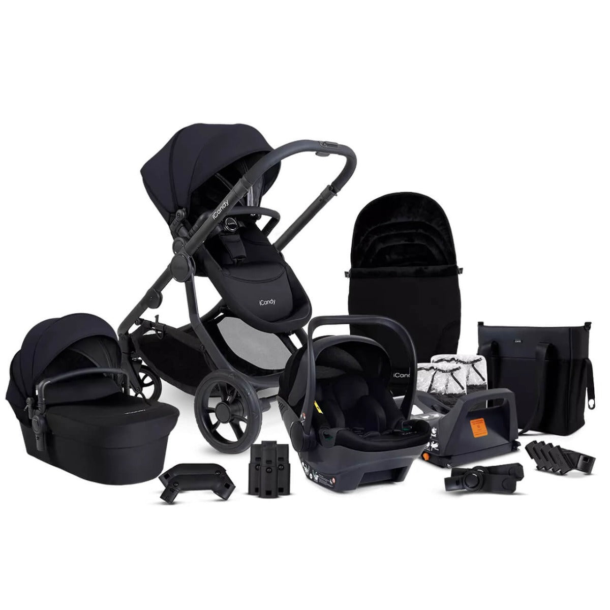 iCandy Orange 4 Travel System Bundle with Cocoon & Base - Black Edition
