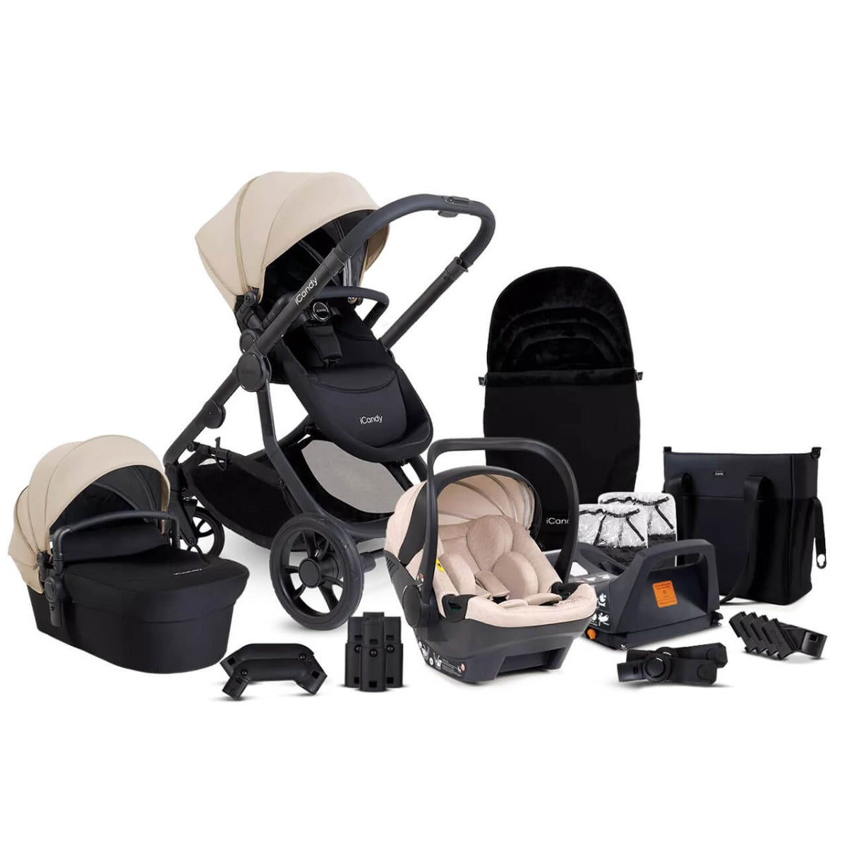 iCandy Orange 4 Travel System Bundle with Cocoon & Base - Latte