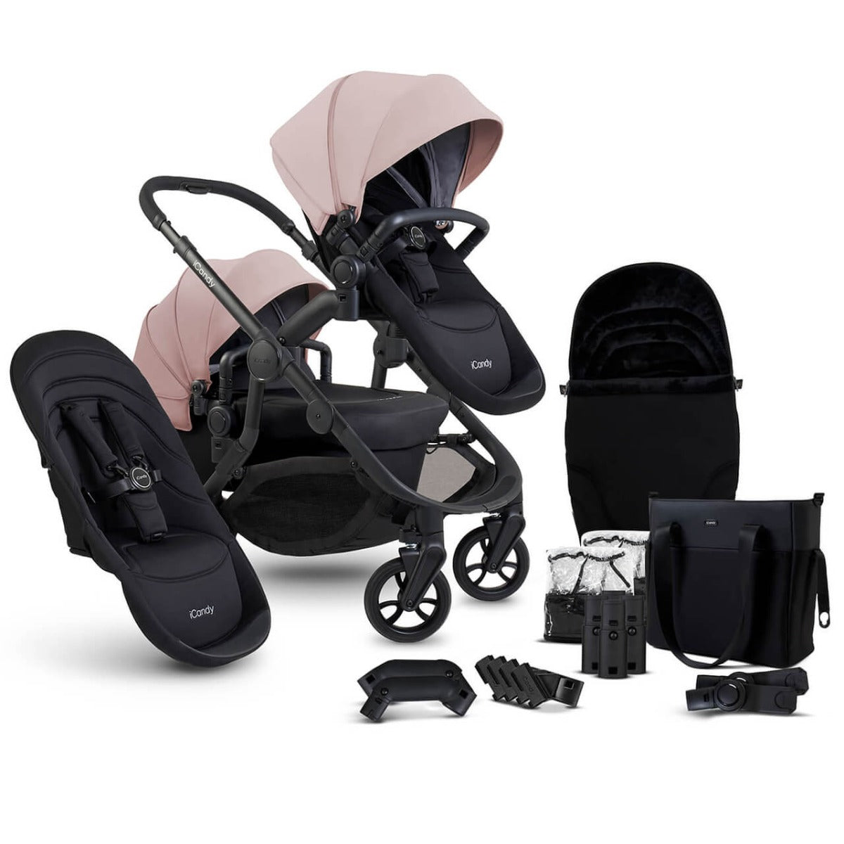 iCandy Orange 4 Double Pushchair with Complete Accessory Bundle - Rose