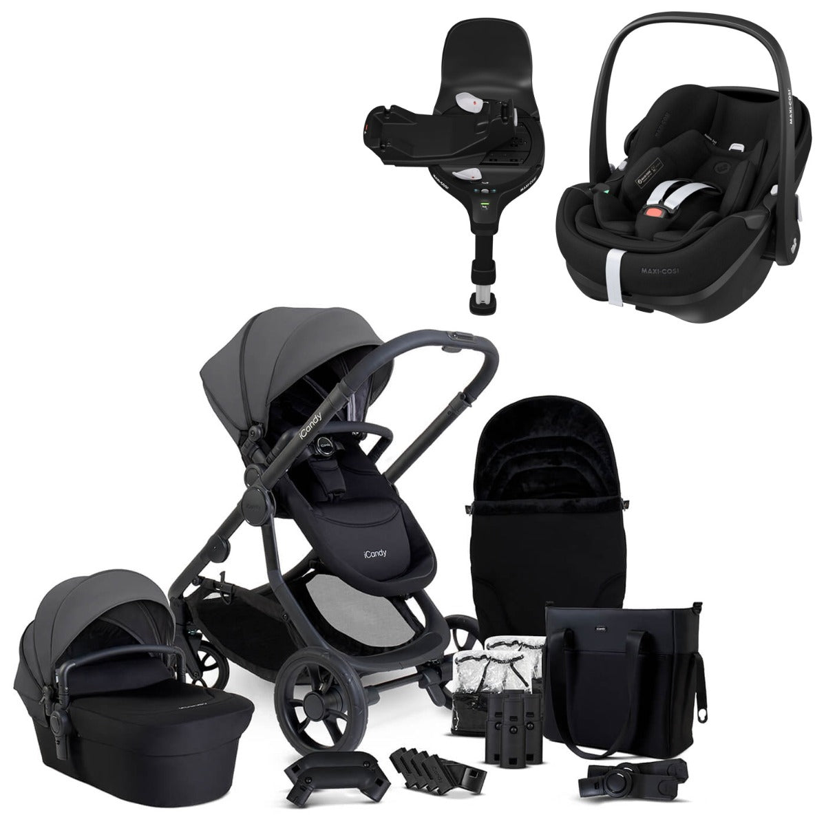 iCandy Orange 4 Travel System Bundle with Maxi-Cosi Pebble 360 Pro2 & Rotating Base - Fossil