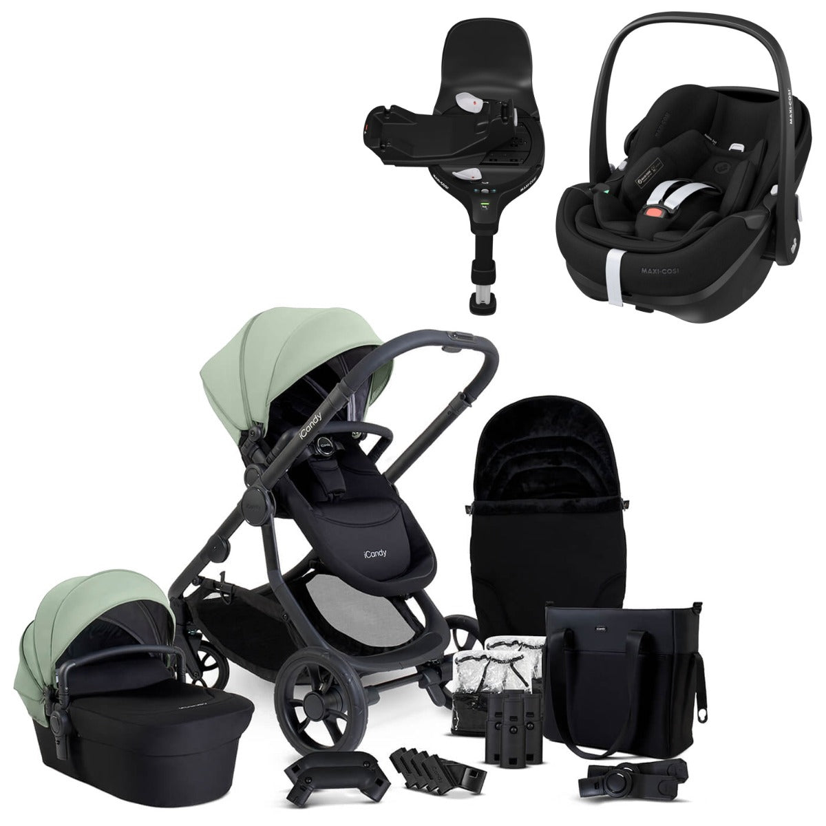 iCandy Orange 4 Travel System Bundle with Maxi-Cosi Pebble 360 Pro2 & Rotating Base - Pistachio