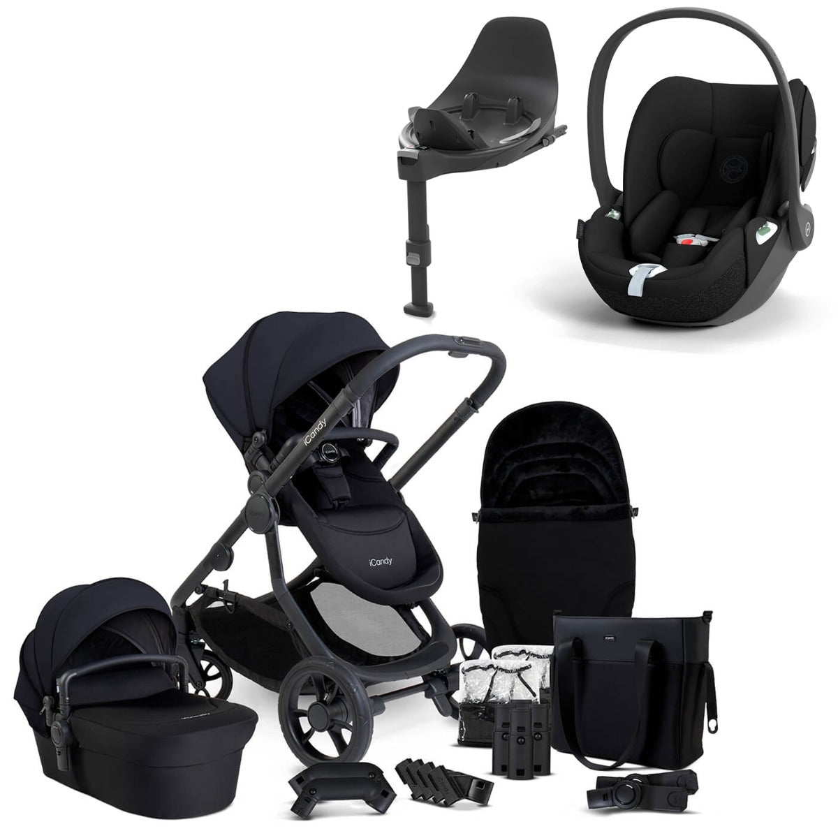 iCandy Orange 4 Travel System Bundle with Cybex Cloud T & Rotating Base - Black Edition