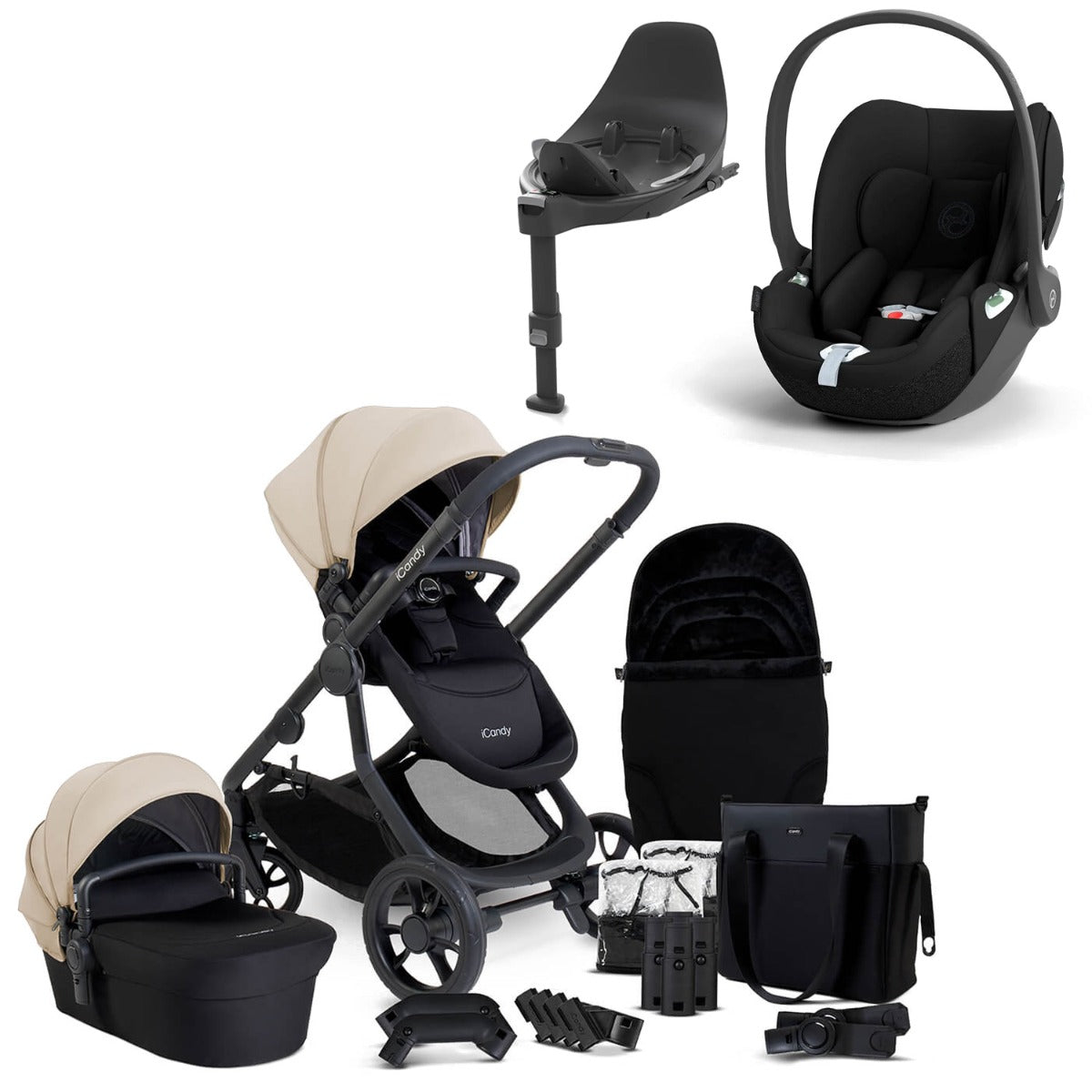 iCandy Orange 4 Travel System Bundle with Cybex Cloud T & Rotating Base - Latte