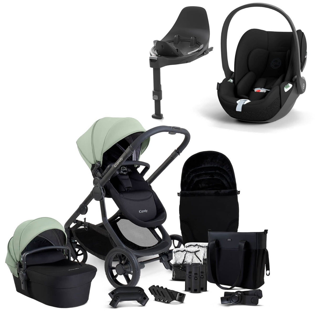 iCandy Orange 4 Travel System Bundle with Cybex Cloud T & Rotating Base - Pistachio