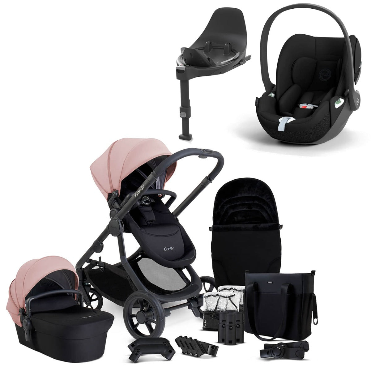 iCandy Orange 4 Travel System Bundle with Cybex Cloud T & Rotating Base - Rose