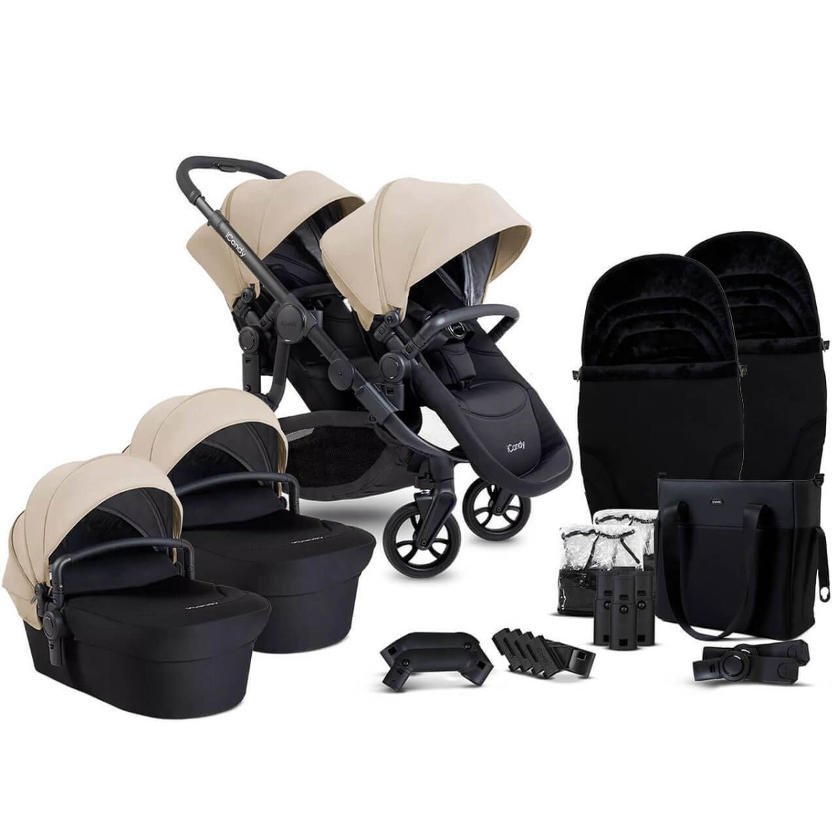 iCandy Orange 4 Twin Cocoon i-Size Complete Travel System Bundle - Latte