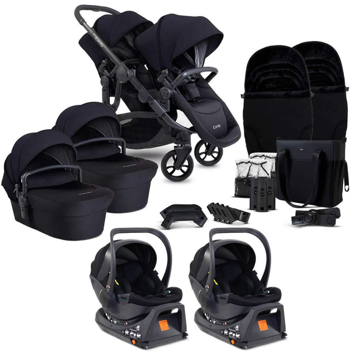 iCandy Orange 4 Twin Cocoon i-Size Complete Travel System Bundle - Black Edition