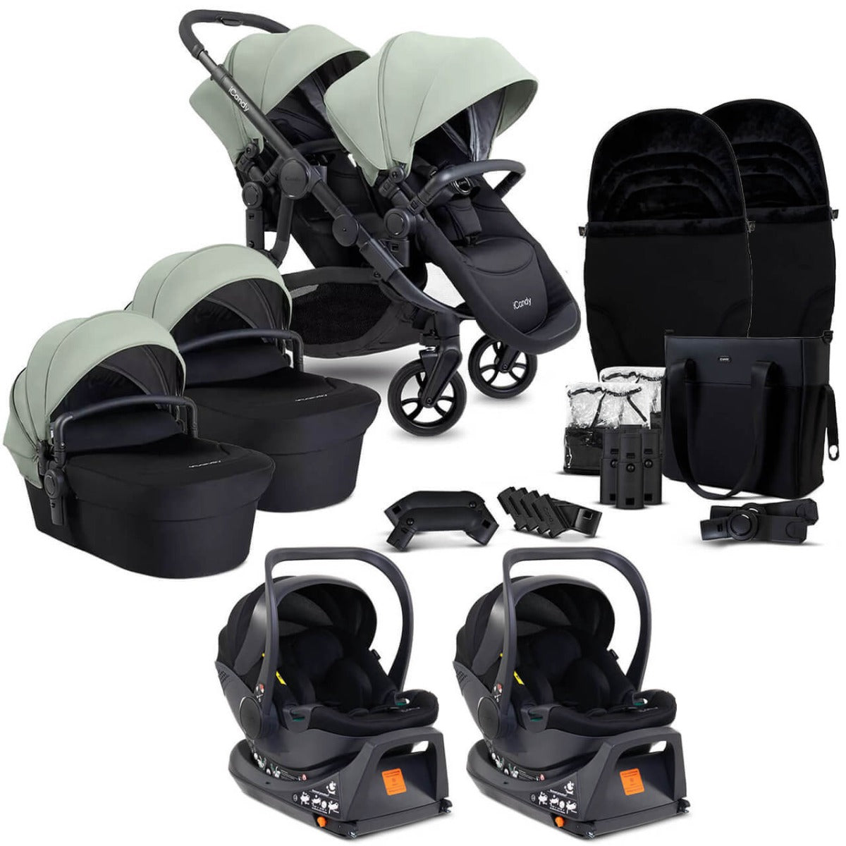 iCandy Orange 4 Twin Cocoon i-Size Complete Travel System Bundle - Pistachio
