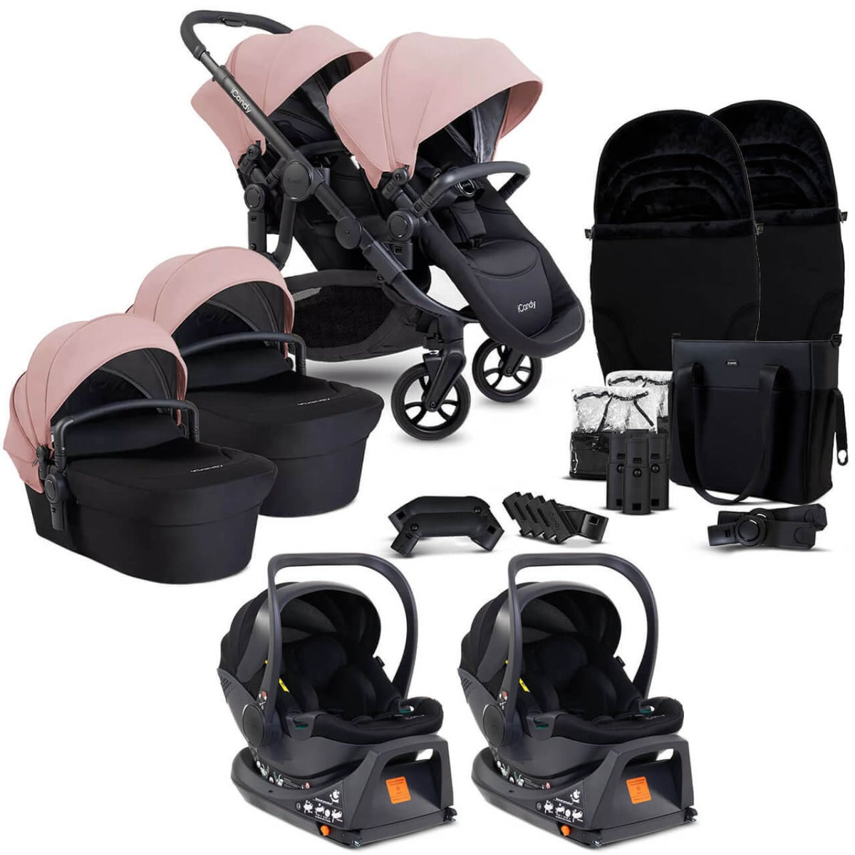 iCandy Orange 4 Twin Cocoon i-Size Complete Travel System Bundle - Rose