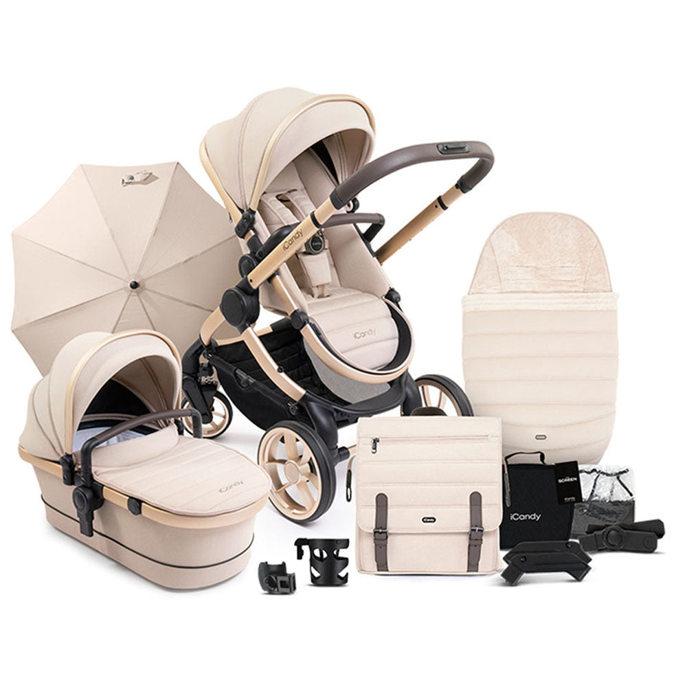 iCandy Peach 7 Travel System Bundle with Maxi-Cosi Pebble 360 Pro2 Car Seat & Base - Biscotti