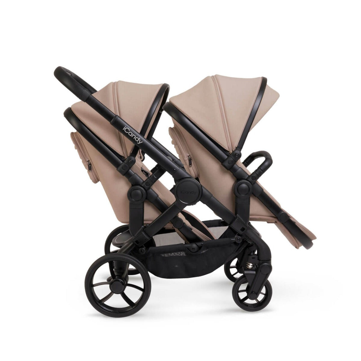 iCandy Peach 7 Twin Pushchair Travel System Bundle with Maxi-Cosi Pebble 360 iSize Car Seat & Base - Cookie