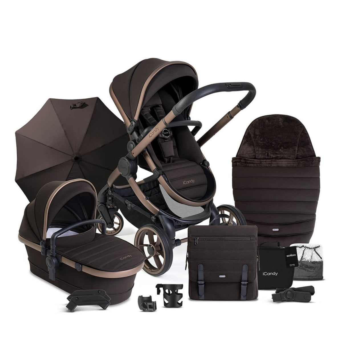 iCandy Peach 7 Travel System Bundle with Maxi-Cosi Cabriofix iSize Car Seat & Base - Pecan