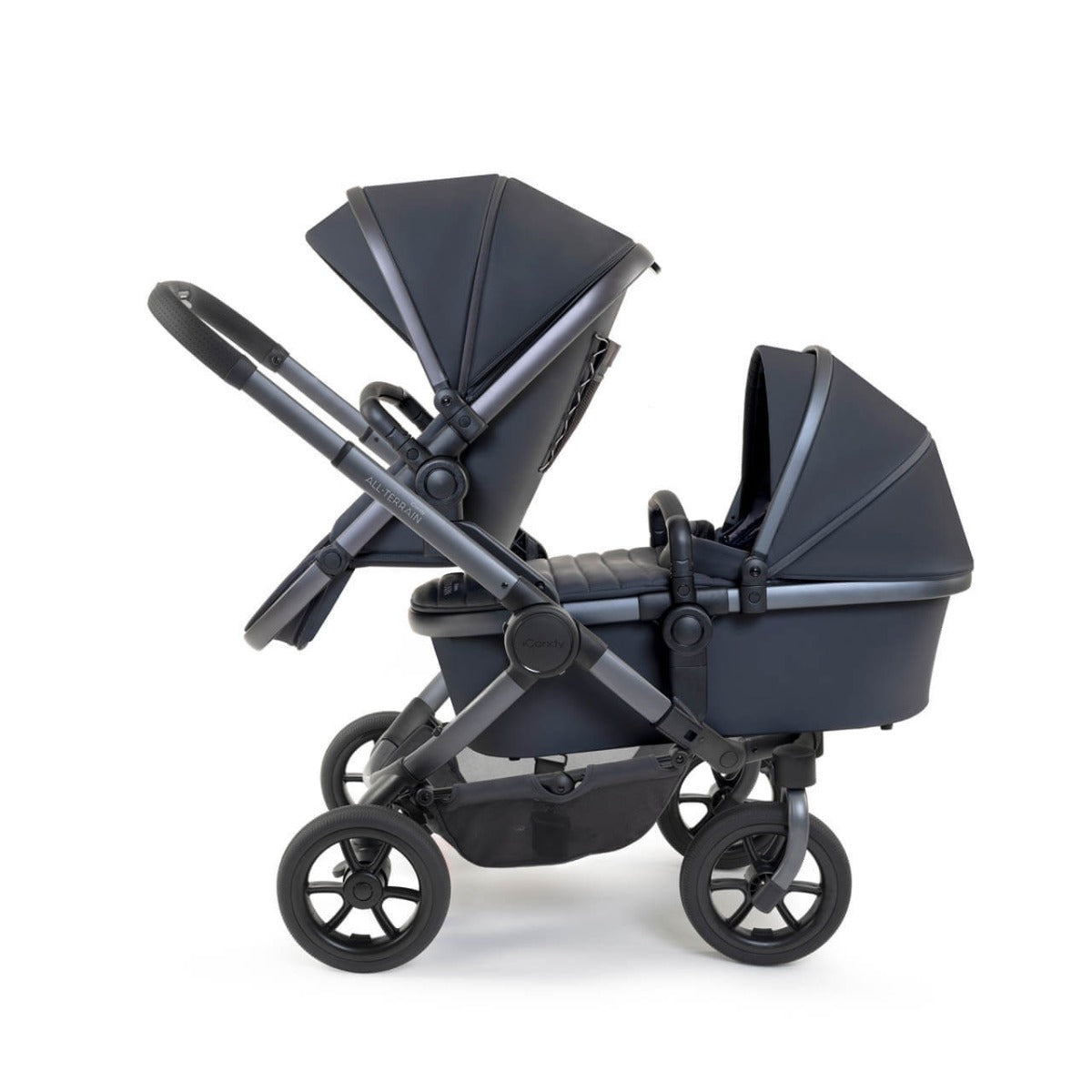 iCandy Peach 7 All-Terrain Double Complete Pushchair & Accessories Bundle - Nimbus/Storm