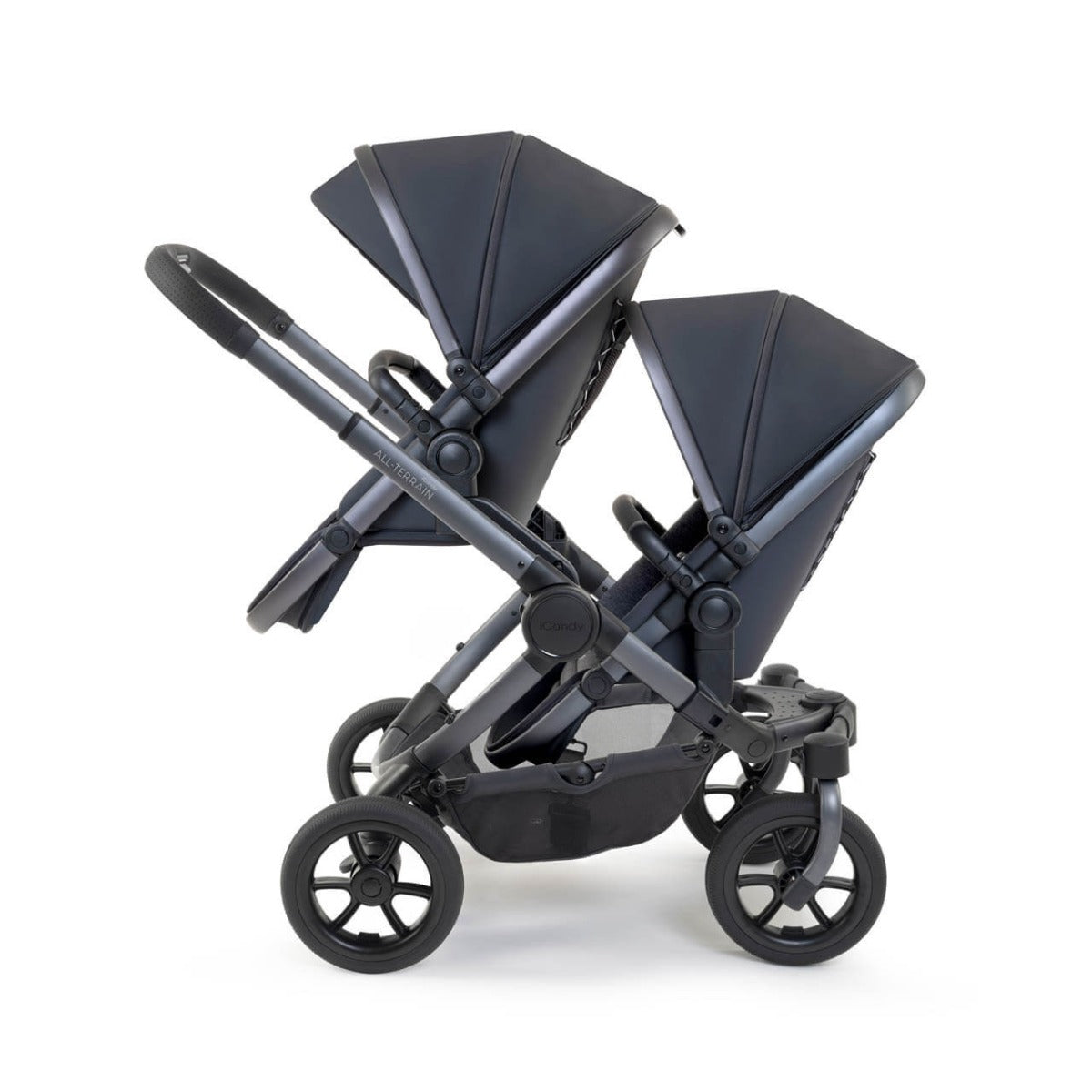 iCandy Peach 7 All-Terrain Twin Complete Pushchair & Accessories Bundle - Nimbus/Storm