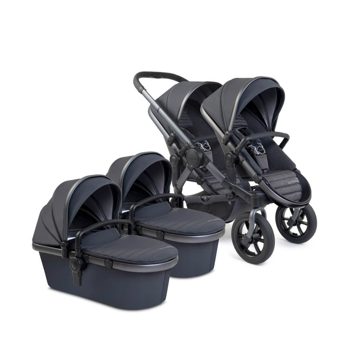 iCandy Peach 7 All-Terrain Twin Complete Pushchair & Accessories Bundle - Nimbus/Storm