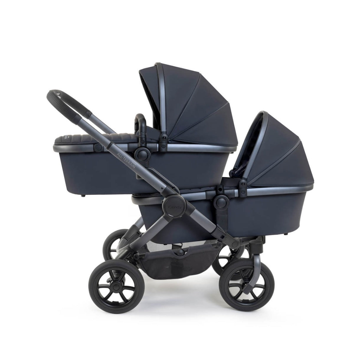 iCandy Peach 7 All-Terrain Twin Complete Pushchair & Accessories Bundle - Nimbus/Storm