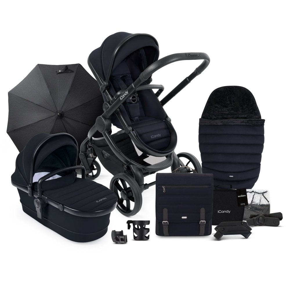 iCandy Peach 7 Travel System Bundle with Maxi-Cosi Cabriofix iSize Car Seat & Base - Black Edition