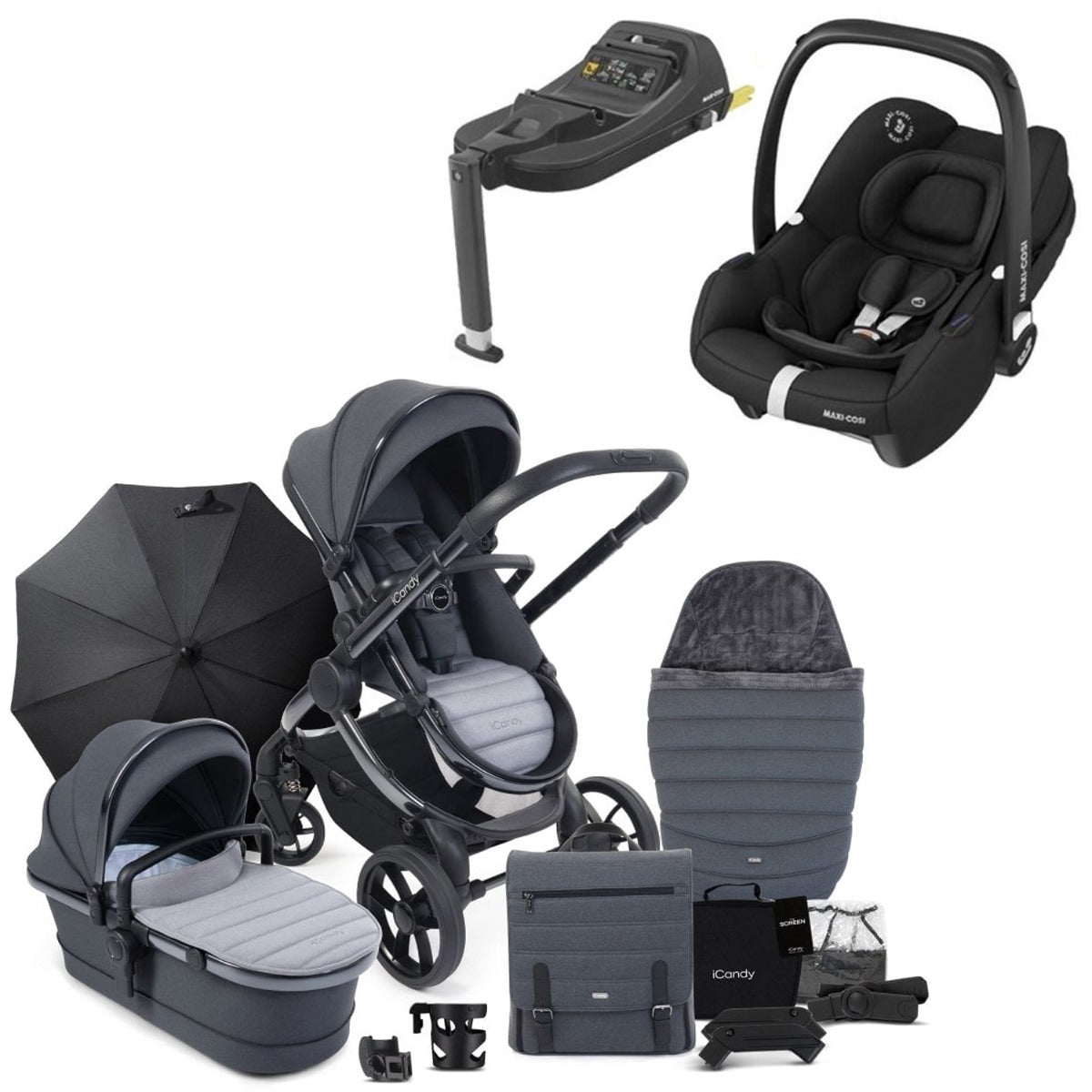 iCandy Peach 7 Travel System Bundle with Maxi-Cosi Cabriofix iSize Car Seat & Base - Truffle