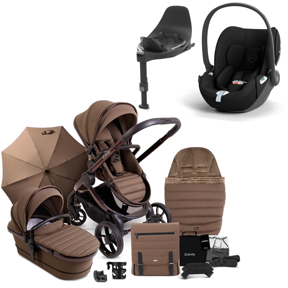 iCandy Peach 7 Travel System Bundle with Cybex Cloud T iSize Car Seat & Base - Coco
