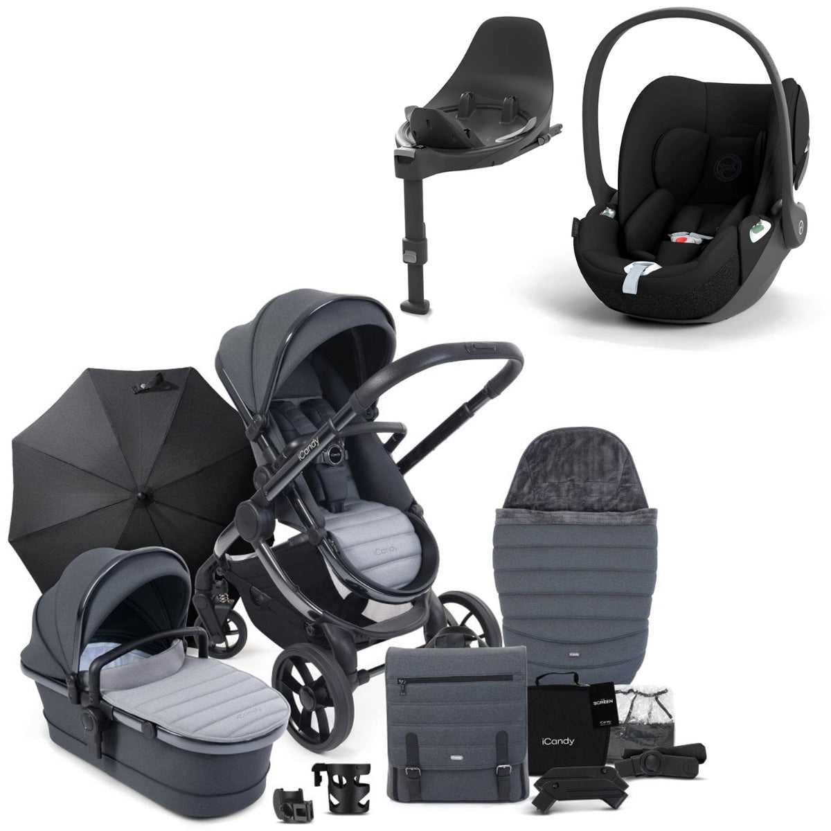 iCandy Peach 7 Travel System Bundle with Cybex Cloud T iSize Car Seat & Base - Truffle