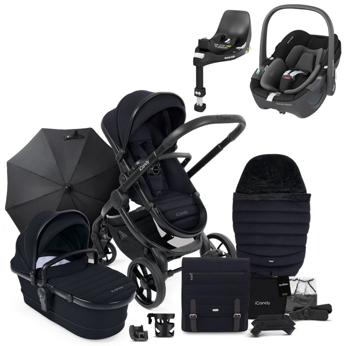 iCandy Peach 7 Travel System Bundle with Maxi-Cosi Pebble 360 iSize Car Seat & Base