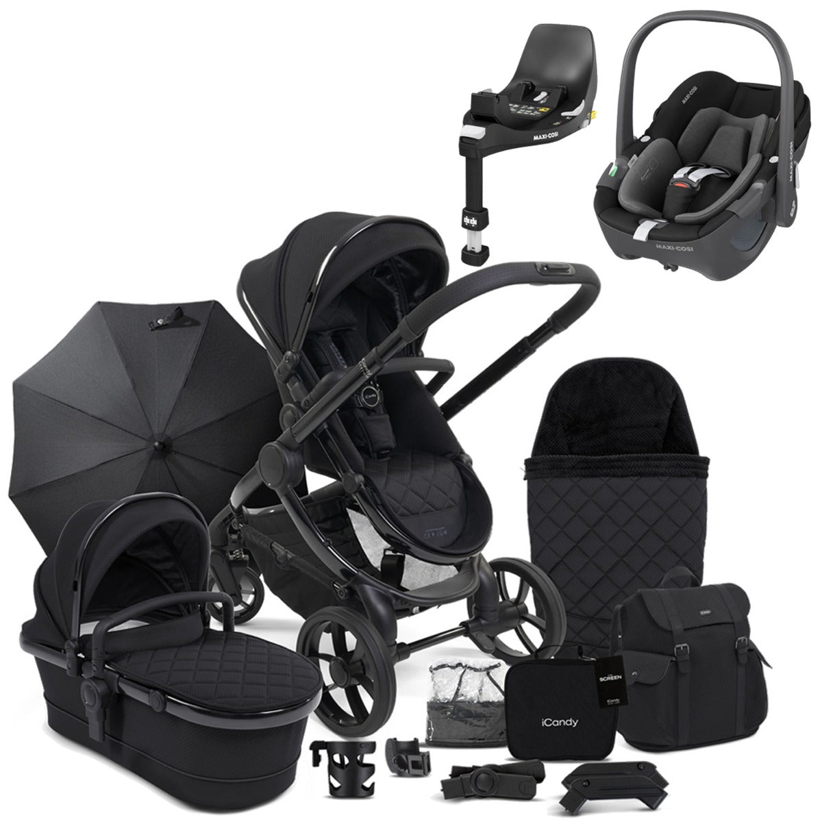 iCandy Peach 7 Travel System Bundle with Maxi-Cosi Pebble 360 iSize Car Seat & Base