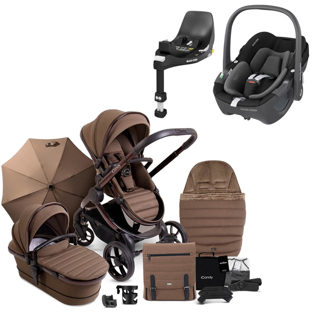 iCandy Peach 7 Travel System Bundle with Maxi-Cosi Pebble 360 iSize Car Seat & Base - Coco