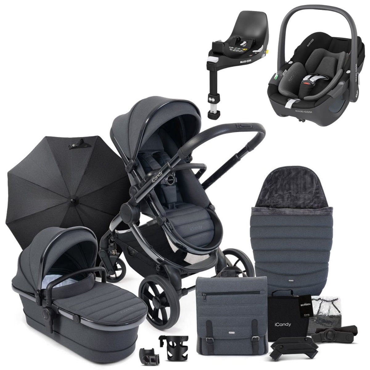 iCandy Peach 7 Travel System Bundle with Maxi-Cosi Pebble 360 iSize Car Seat & Base