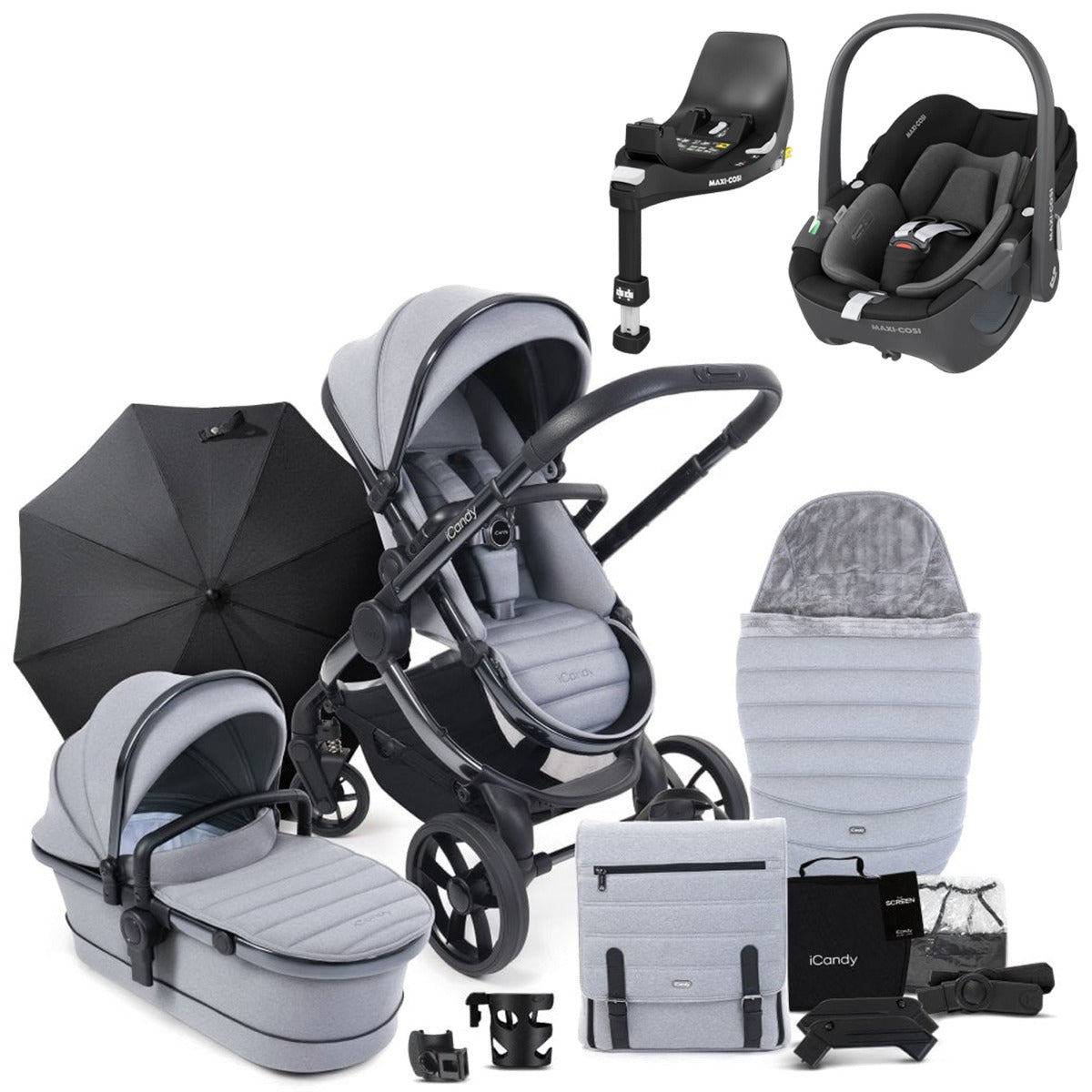 iCandy Peach 7 Travel System Bundle with Maxi-Cosi Pebble 360 iSize Car Seat & Base
