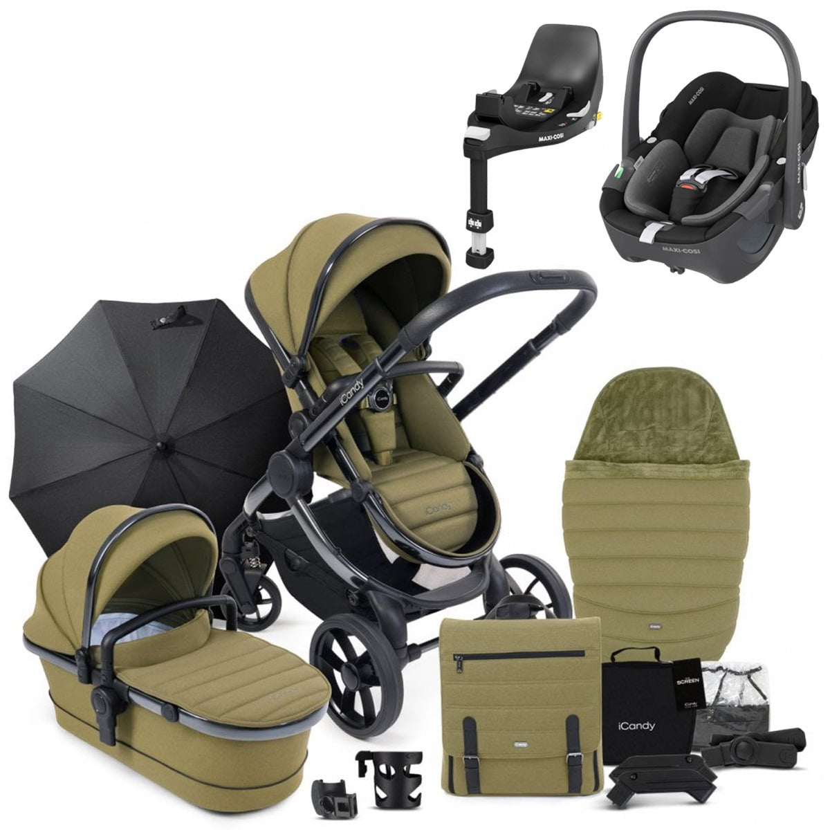 iCandy Peach 7 Travel System Bundle with Maxi-Cosi Pebble 360 iSize Car Seat & Base