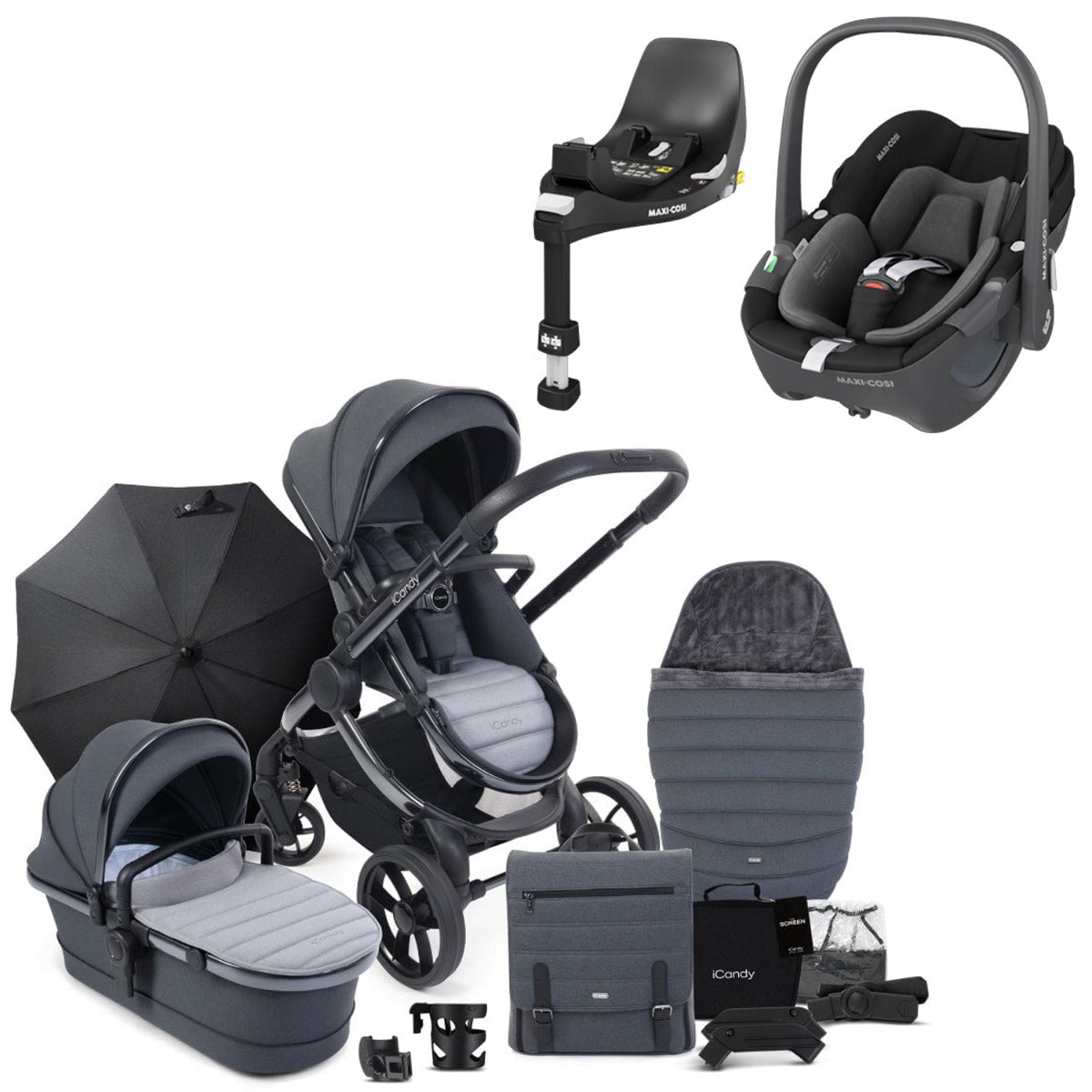 iCandy Peach 7 Travel System Bundle with Maxi-Cosi Pebble 360 iSize Car Seat & Base - Truffle