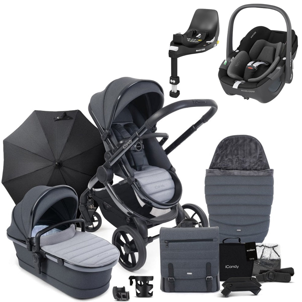 iCandy Peach 7 Travel System Bundle with Maxi-Cosi Pebble 360 iSize Car Seat & Base