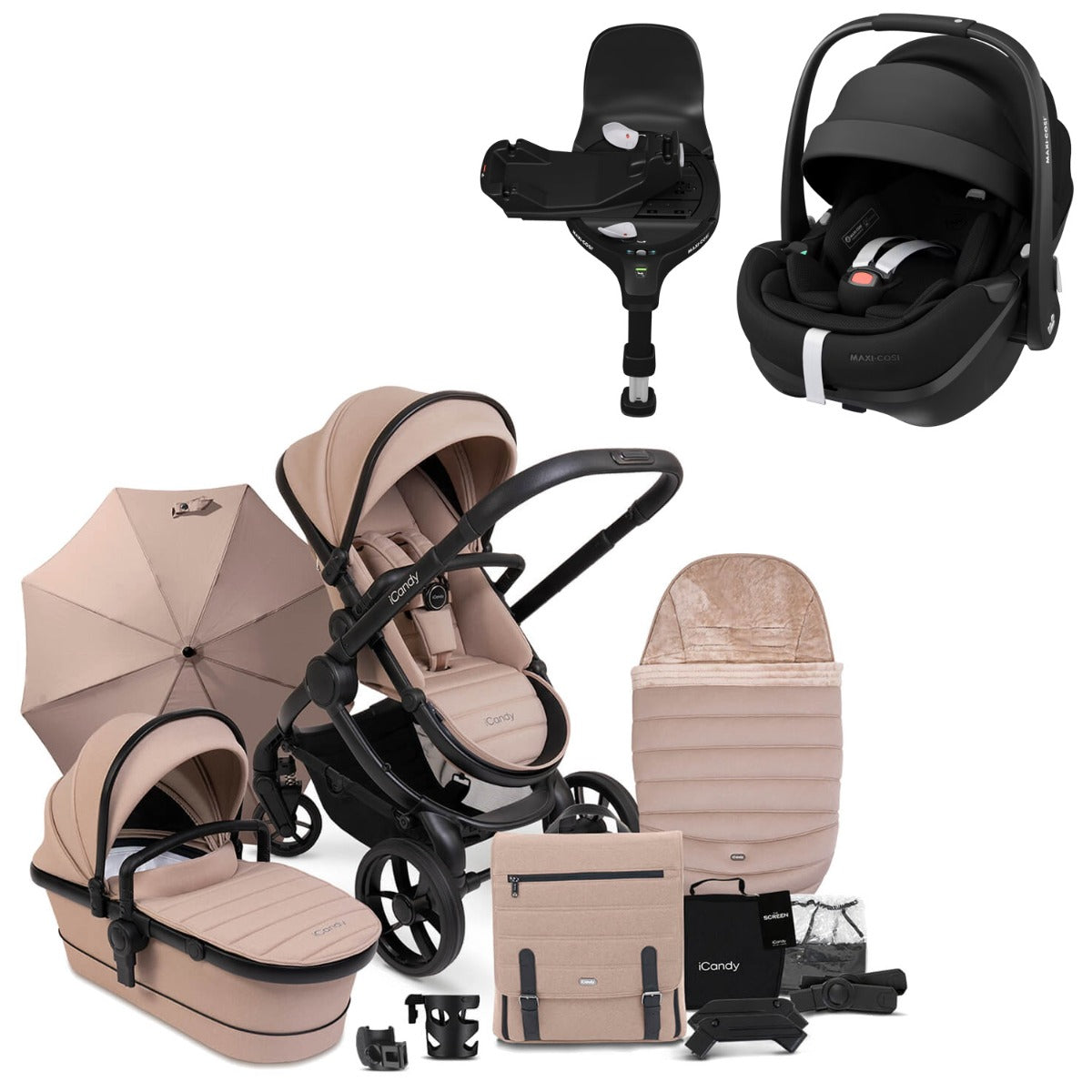 iCandy Peach 7 Travel System Bundle with Maxi-Cosi Pebble 360 Pro2 Car Seat & Base - Cookie