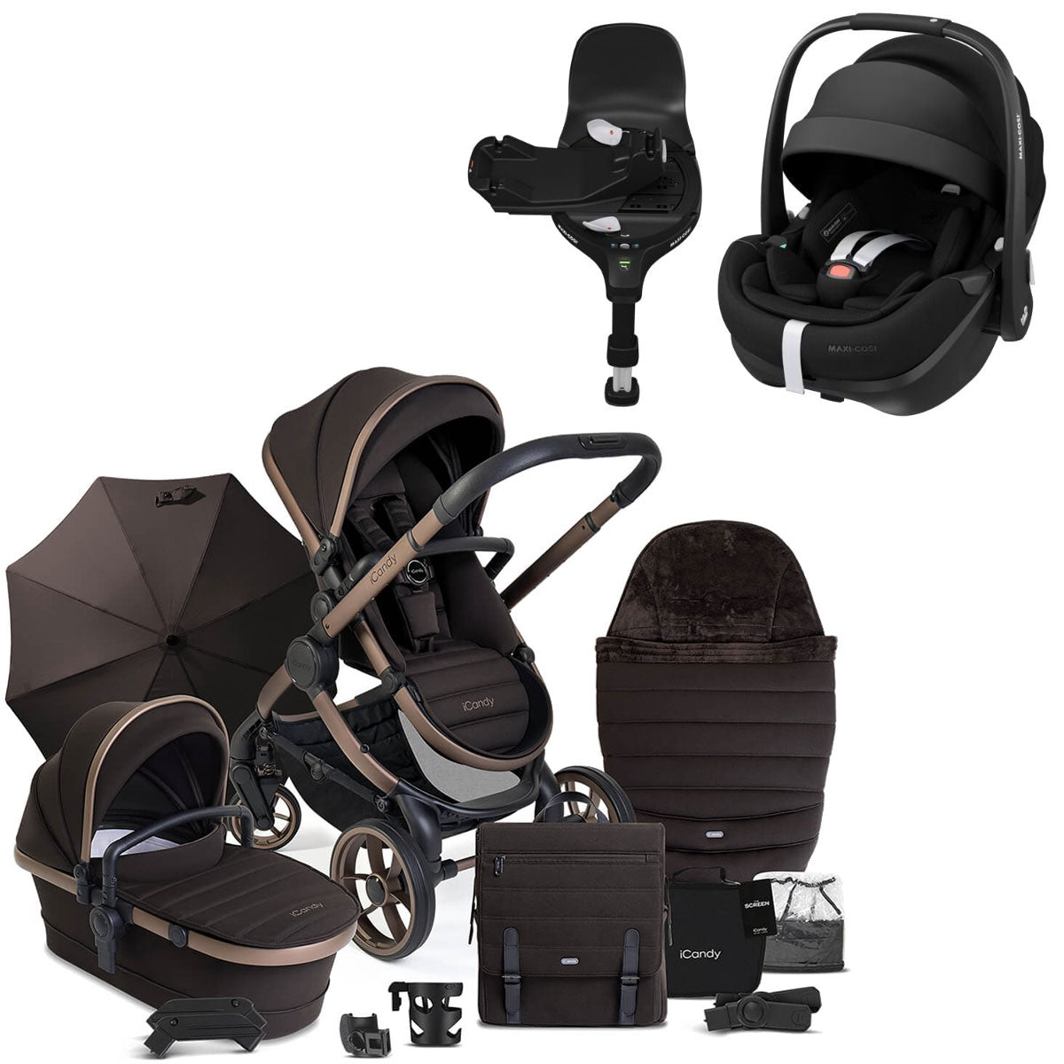 iCandy Peach 7 Travel System Bundle with Maxi-Cosi Pebble 360 Pro2 Car Seat & Base - Pecan