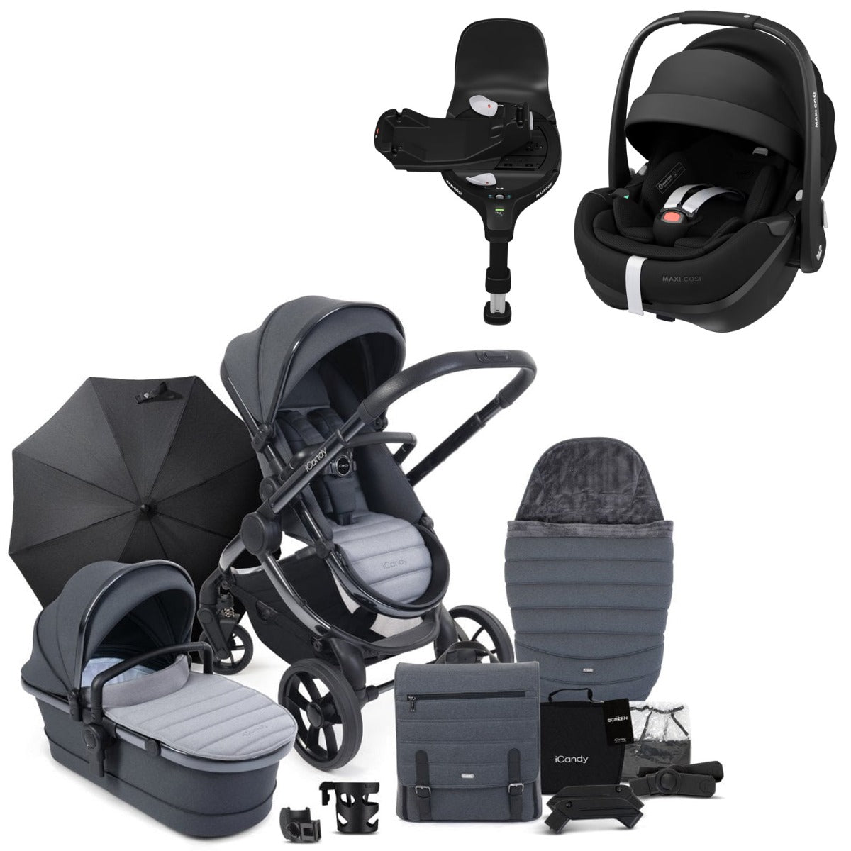 iCandy Peach 7 Travel System Bundle with Maxi-Cosi Pebble 360 Pro2 Car Seat & Base - Truffle