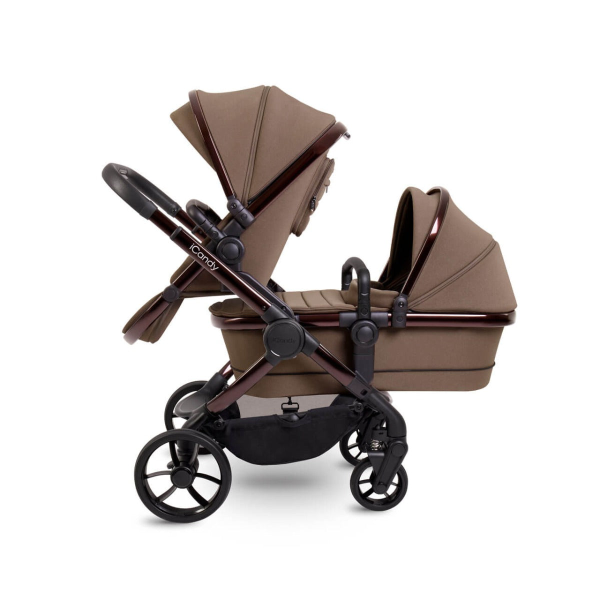 iCandy Peach 7 Double Pushchair Travel System Bundle with Maxi-Cosi Cabriofix i-Size Car Seat & Base - Coco