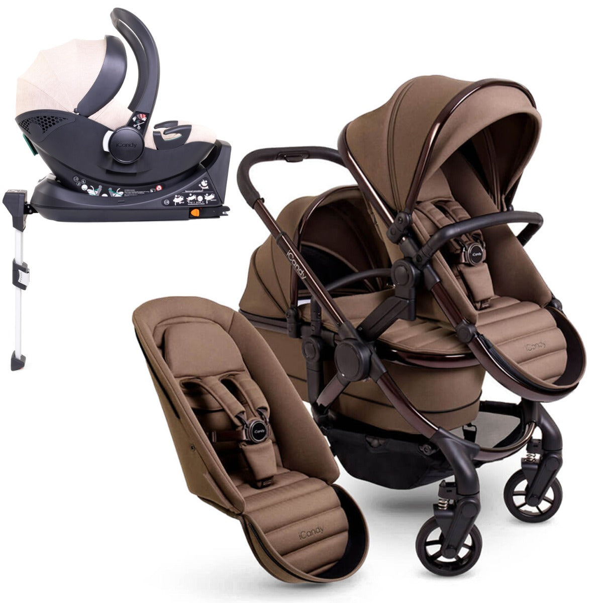 iCandy Peach 7 Double Travel System Bundle with Cocoon iSize Car Seat & Base - Coco