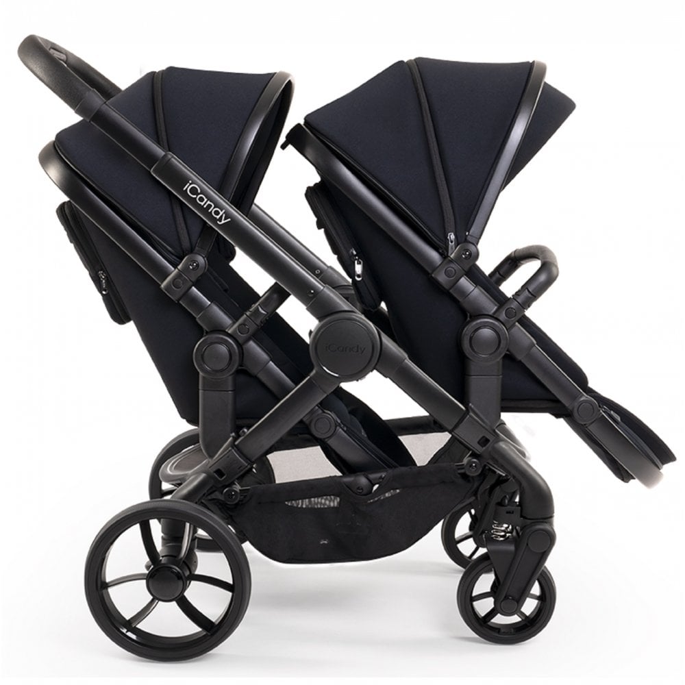 iCandy Peach 7 Double Travel System Bundle with Cybex Cloud T iSize Car Seat & Base - Black Edition