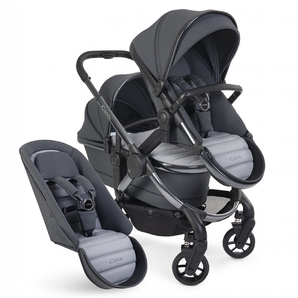 iCandy Peach 7 Double Travel System Bundle with Cybex Cloud T iSize Car Seat & Base - Truffle