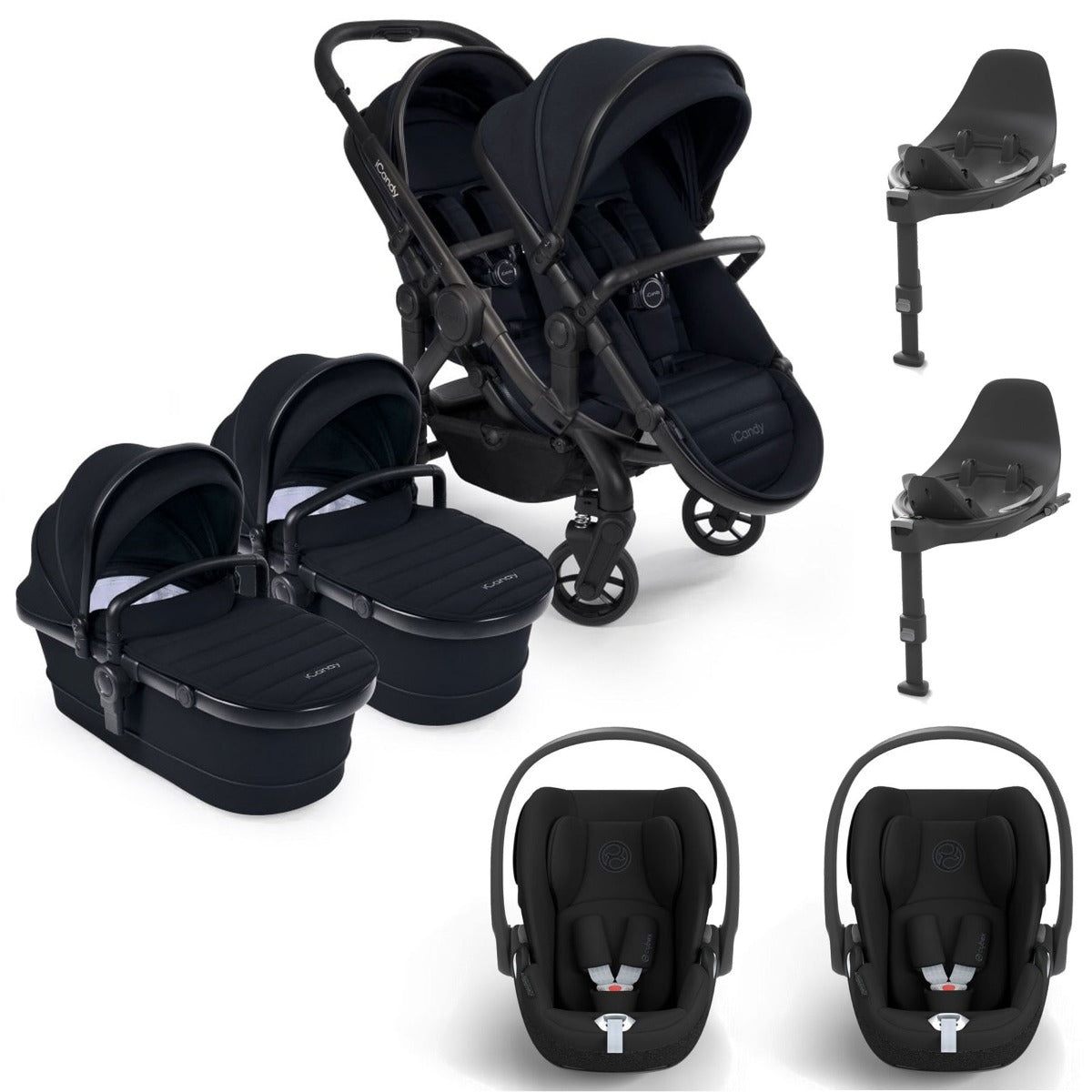 iCandy Peach 7 Twin Cybex Cloud T Travel System Bundle - Black Edition