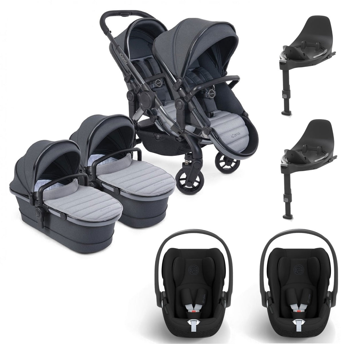 iCandy Peach 7 Twin Cybex Cloud T Travel System Bundle - Truffle