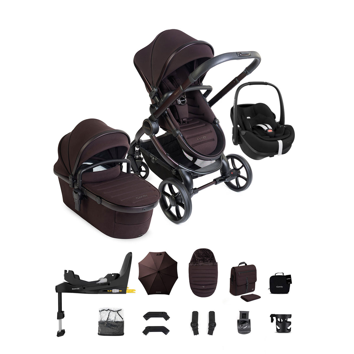 iCandy Peach 8 Editions Maxi-Cosi Pebble 360 Pro 2 Car Seat & Base Bundle - Coffee Bean