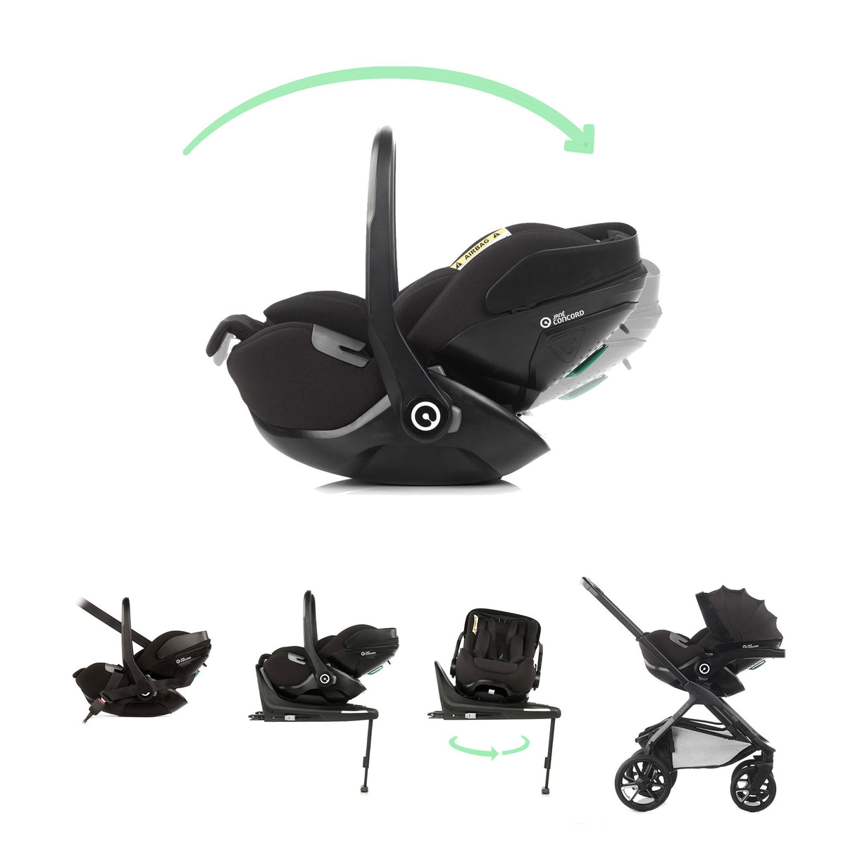 Jane Keep Pushchair + Kombibaby Lie-Flat 360 Car Seat Travel System