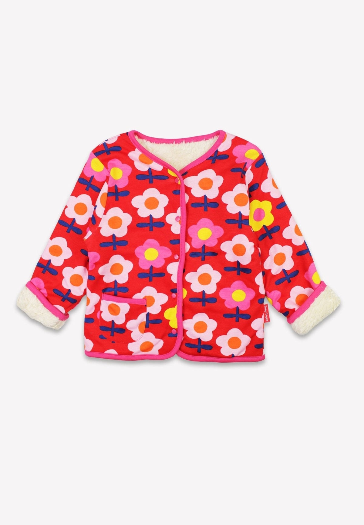 Toby Tiger Organic Pink Flower Print Reversible Jacket