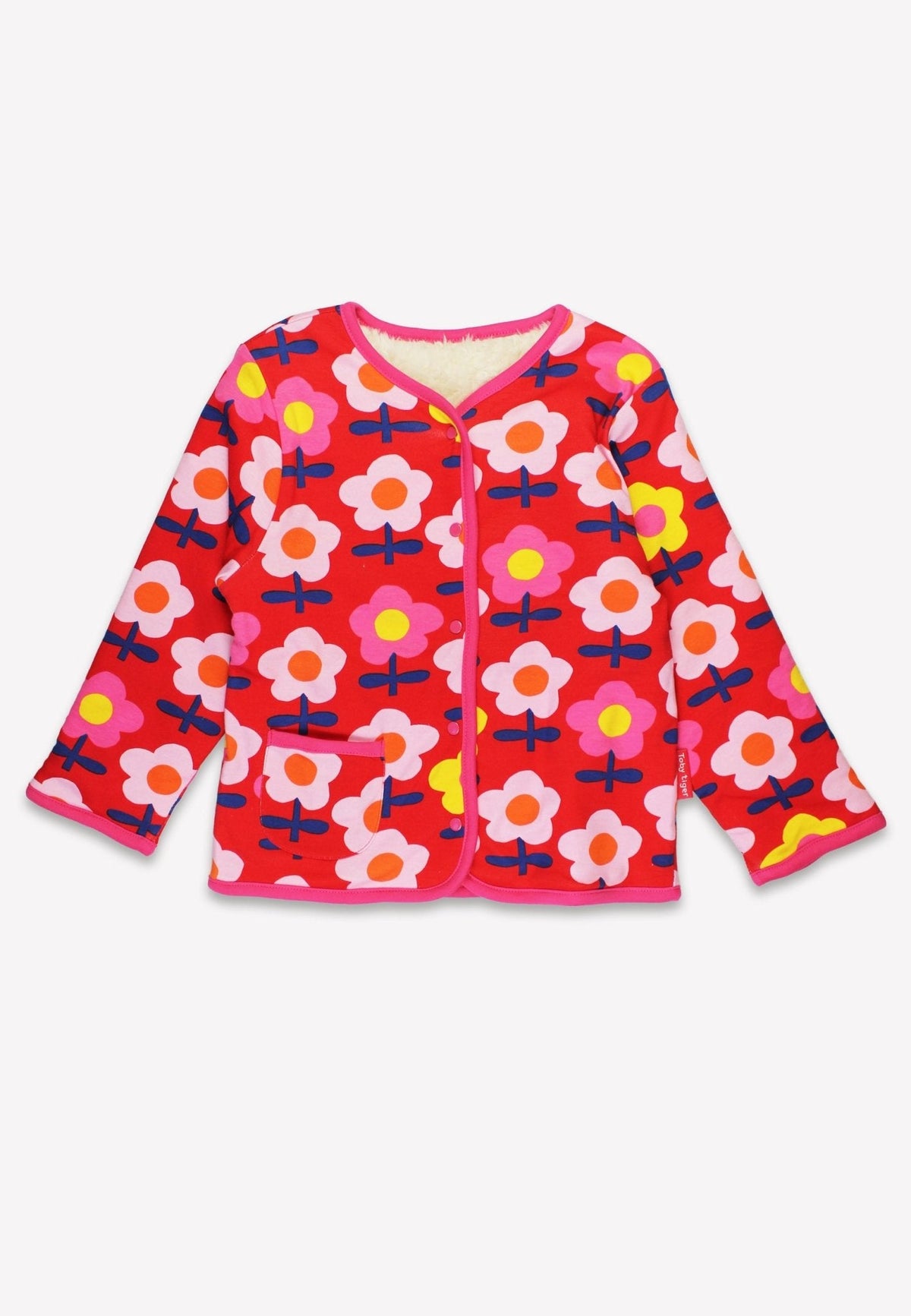Toby Tiger Organic Pink Flower Print Reversible Jacket